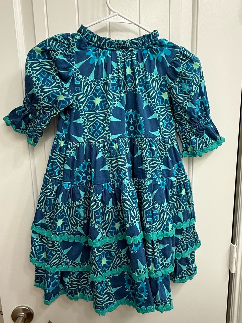 Briton Court Tiered blue green boho dress sz 7 - Picture 8 of 8